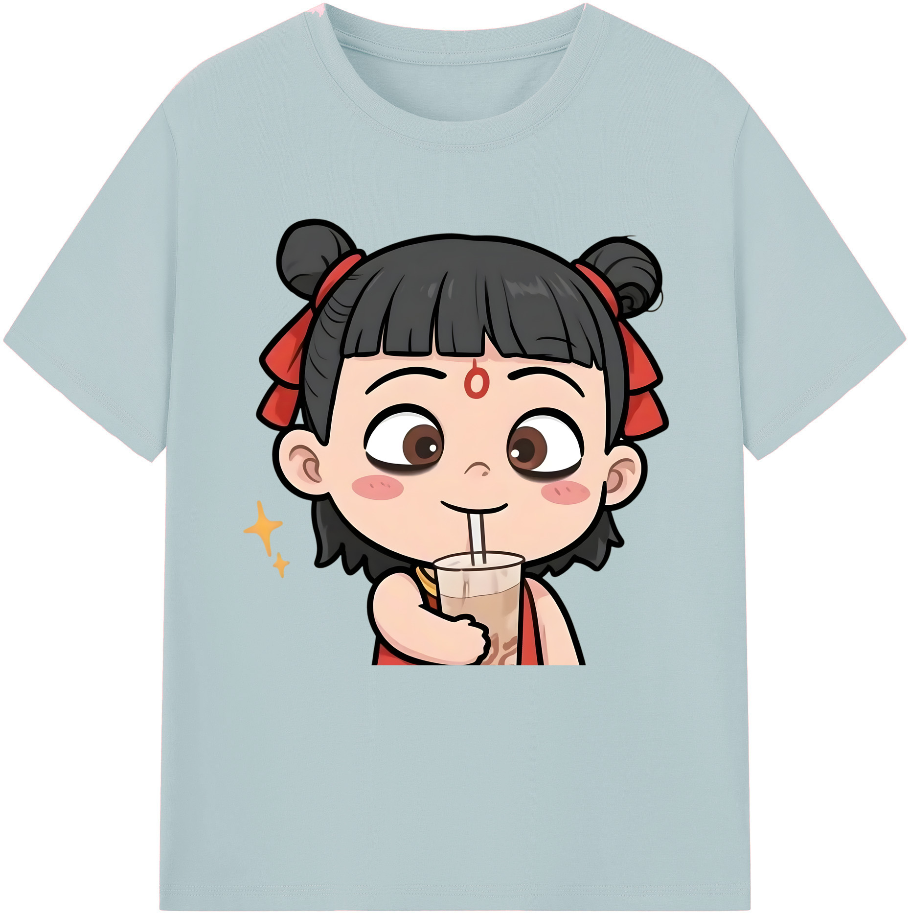（画像用） Ne Zha 2 ナタ 魔童の大暴れ 綿100％半袖Tシャツ（フロントプリント）